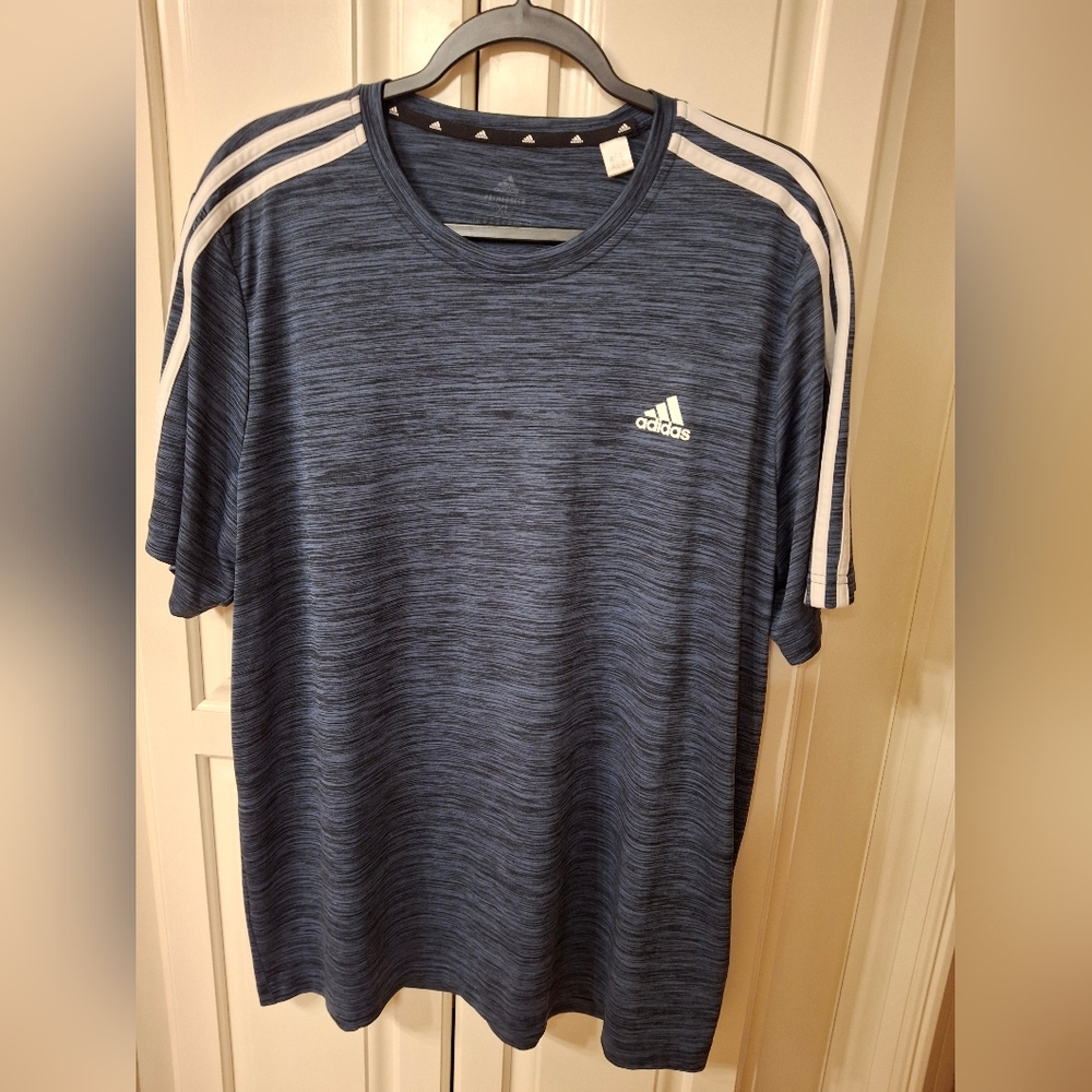 Adidas Men's Blue Striped Shirt
